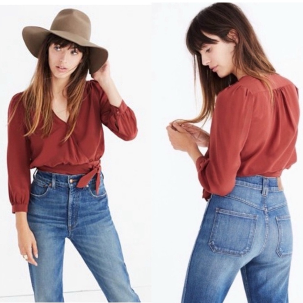 Madewell Silk Wrap Top SZ XS